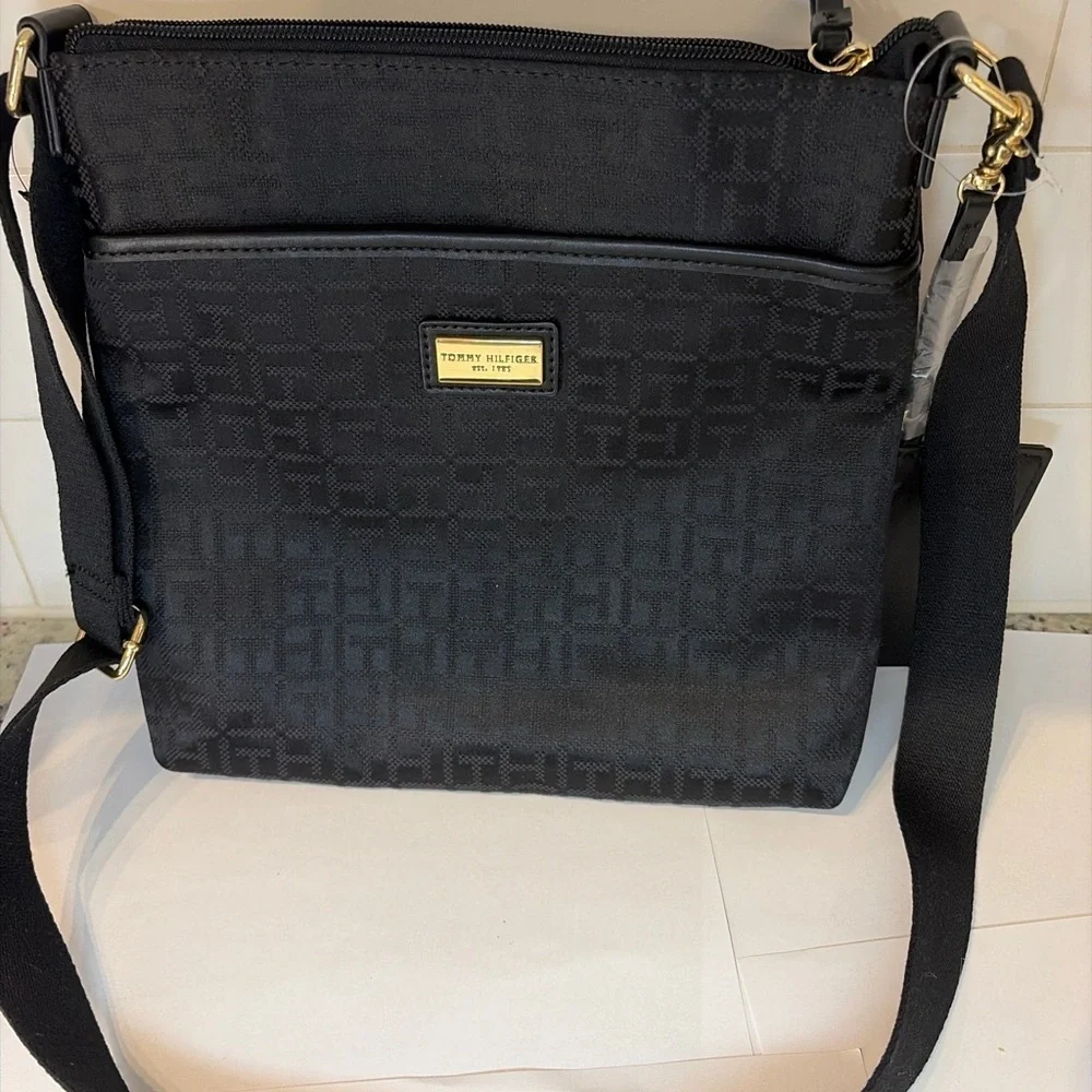 Tommy Hilfiger Black Logo Jacquard Crossbody Bag